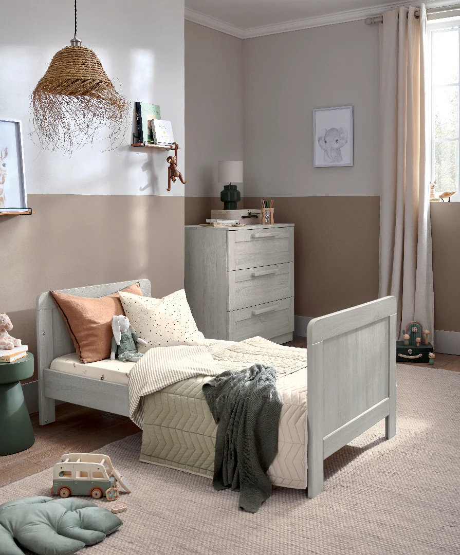 Atlas Cotbed with Essential Spring Cotbed Mattress - White Wash - Image 3