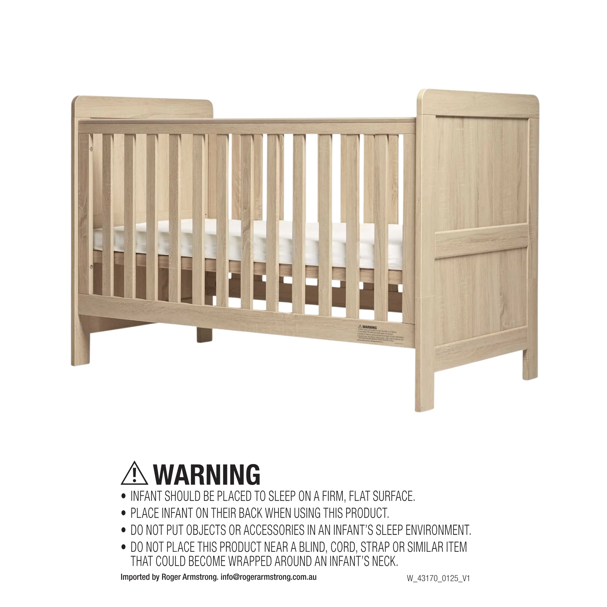 Atlas Cotbed with Free Essential Spring Cotbed Mattress - Light Oak - Image 5