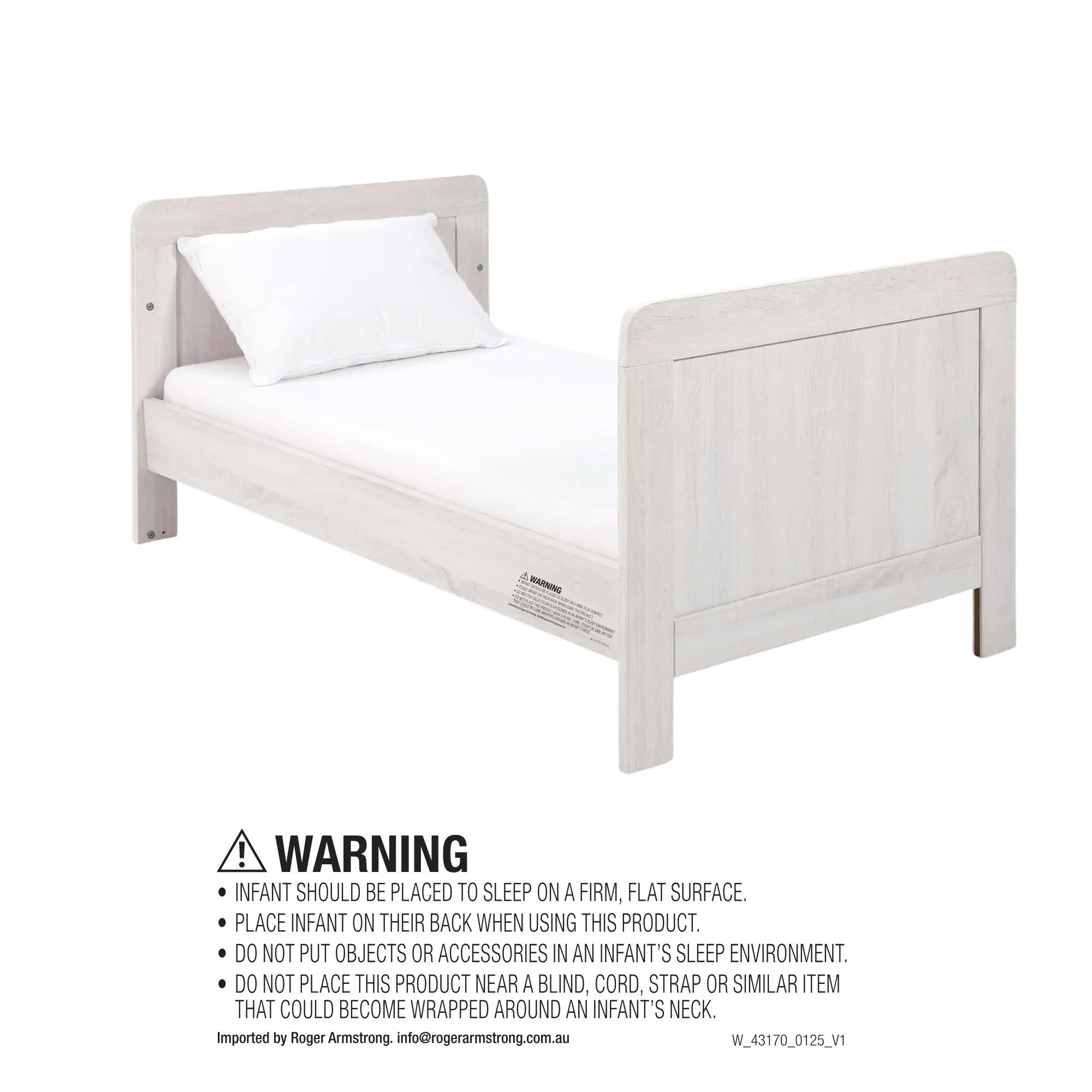 Atlas 4 Piece Set with Cotbed, Mattress, Fitted Sheets & Mattress Protector - White Wash - Image 7