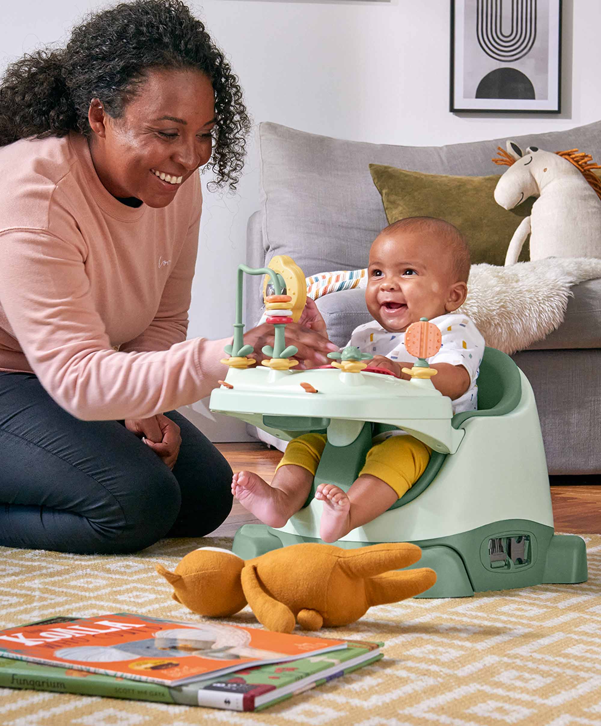 Bug 3-in-1 Floor & Booster Seat with Activity Tray - Eucalyptus - Image 3