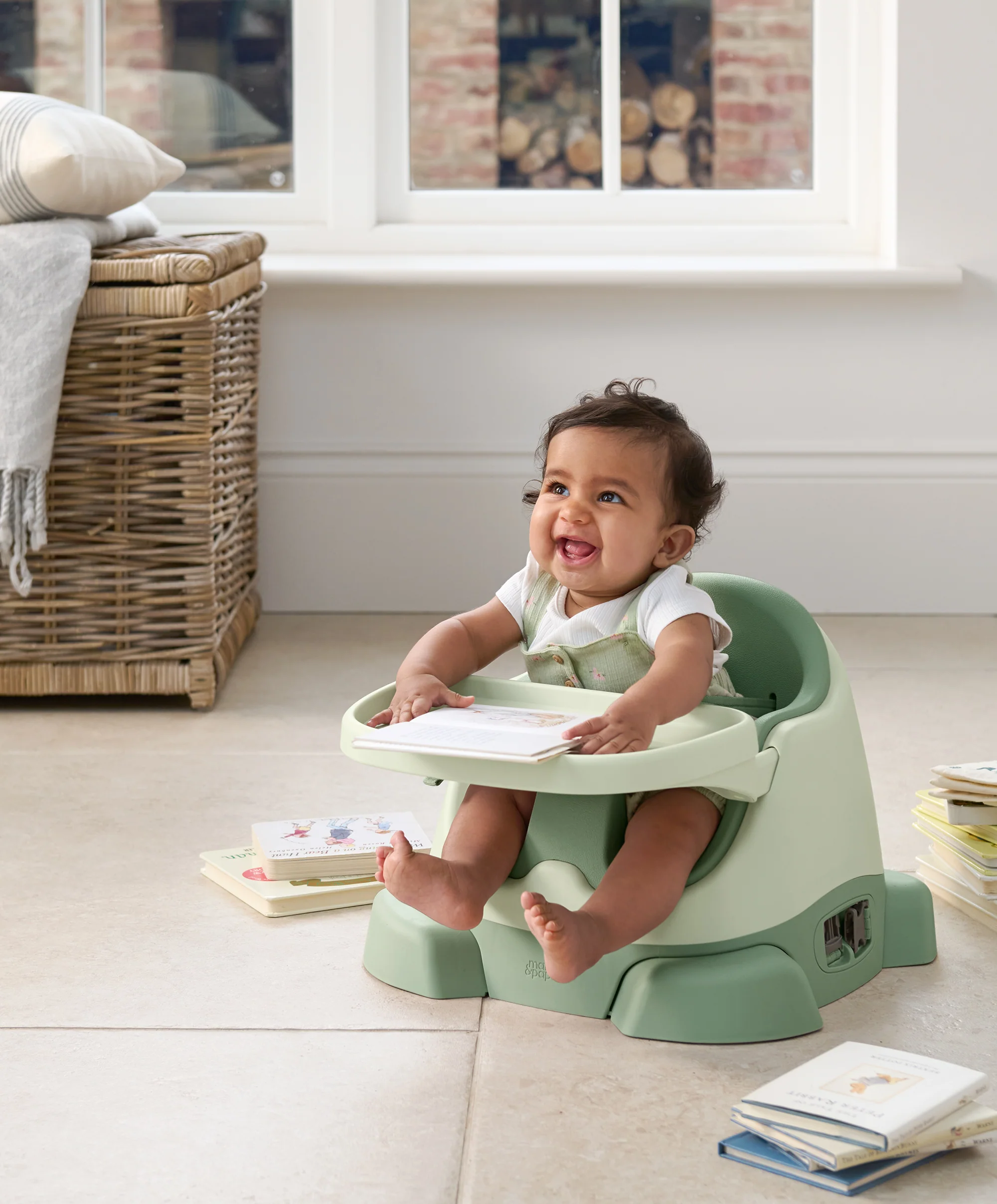 Bug 3-in-1 Floor & Booster Seat with Activity Tray & Splash Mat - Eucalyptus - Image 4