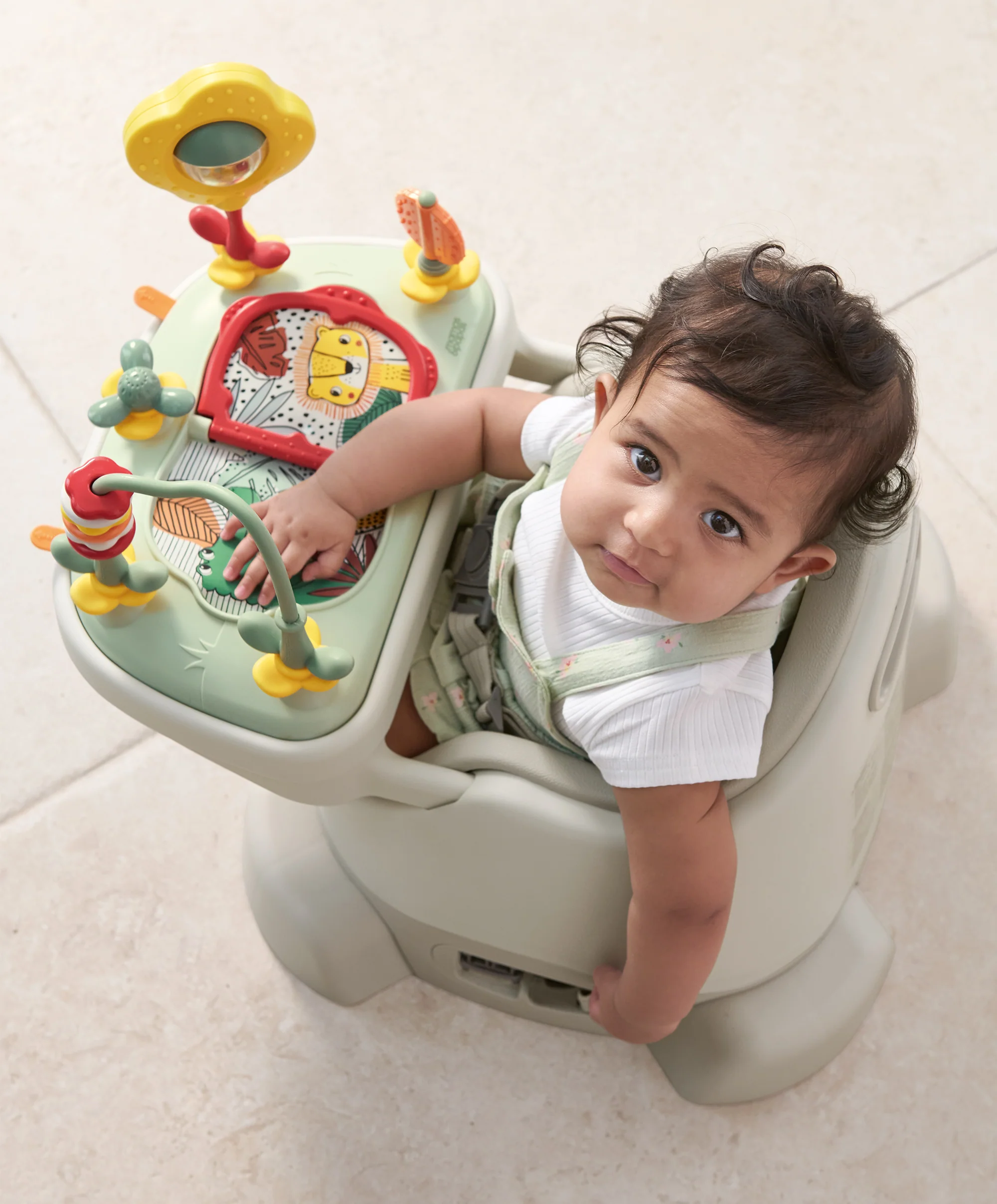 Bug 3-in-1 Floor & Booster Seat with Activity Tray & Splash Mat - Pebble Grey - Image 3