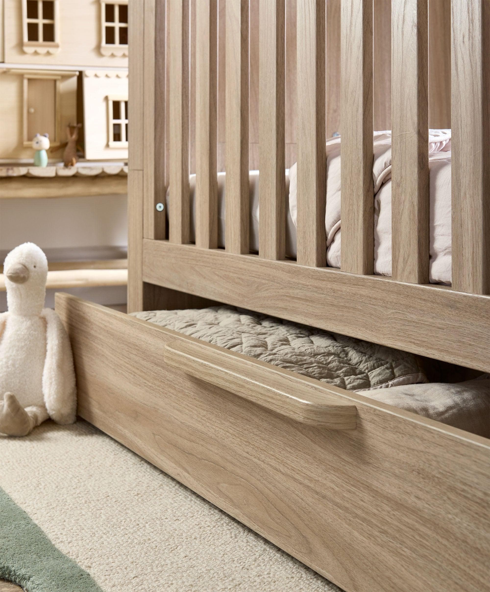 Franklin Cotbed Bundle & Essential Spring Cotbed Mattress Bundle With Free Cot Mobile (5 Pieces) - Light Oak - Image 2