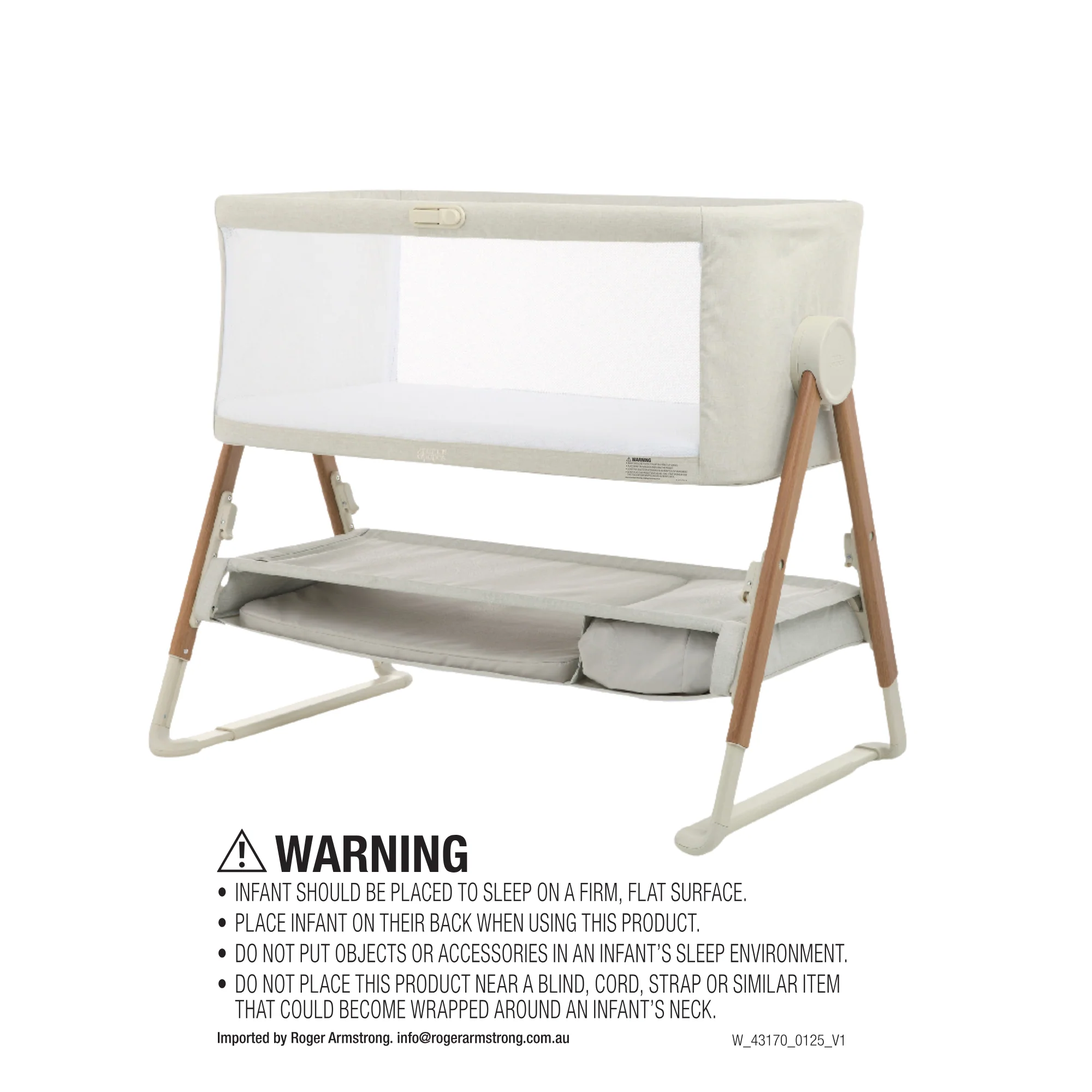 Lua V2 Bedside Cot  - Fawn - Image 3