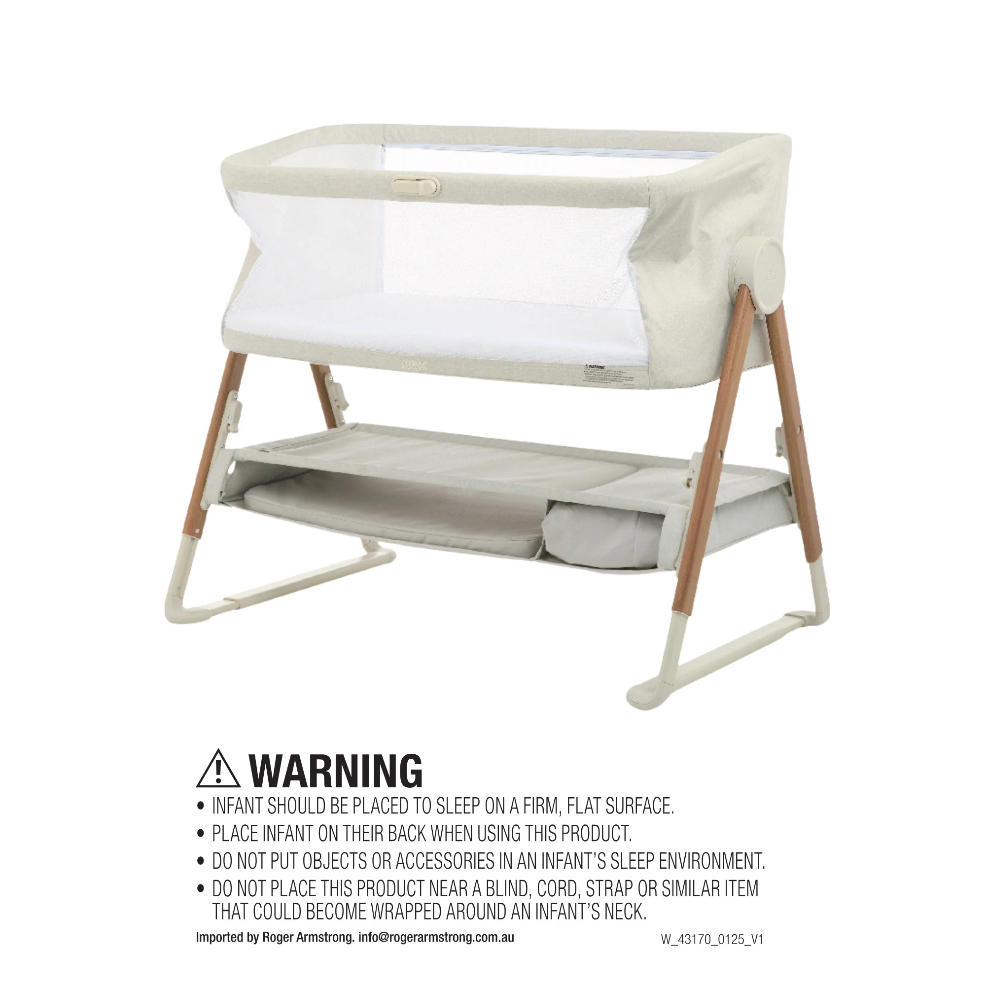 Lua V2 Bedside Cot  - Fawn - Image 4