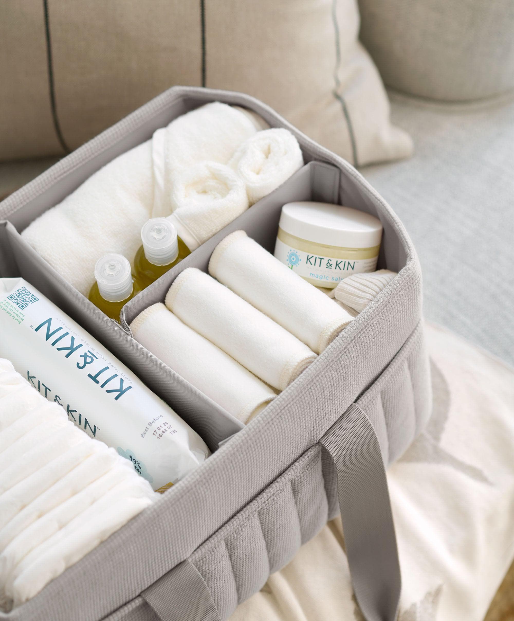 Nappy Caddy - Soft Grey Waffle - Image 3