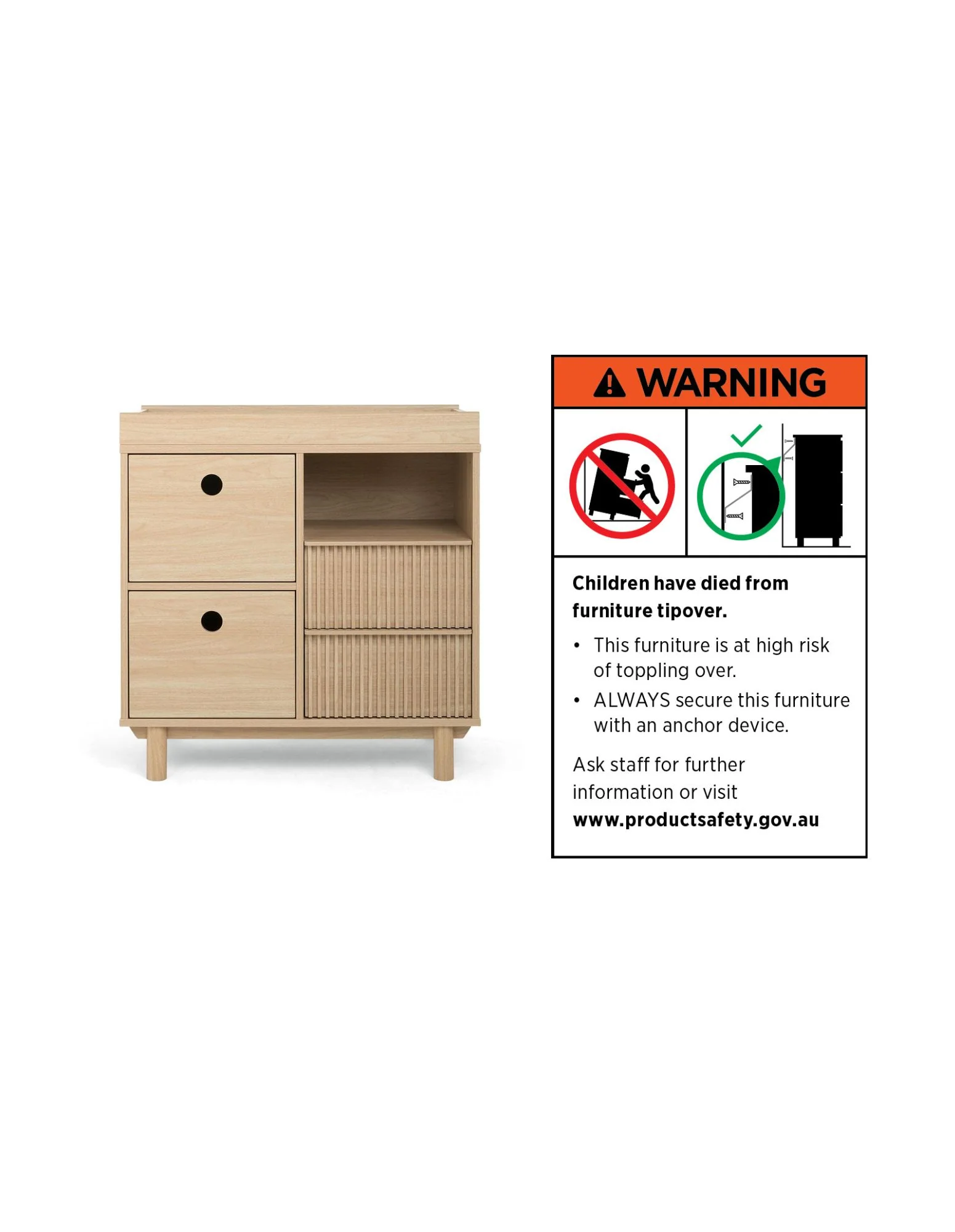 Oska Cotbed & 2 drawer NARROW Dresser Bundle (5 Pieces) - Oak (Pre order for end August) - Image 16