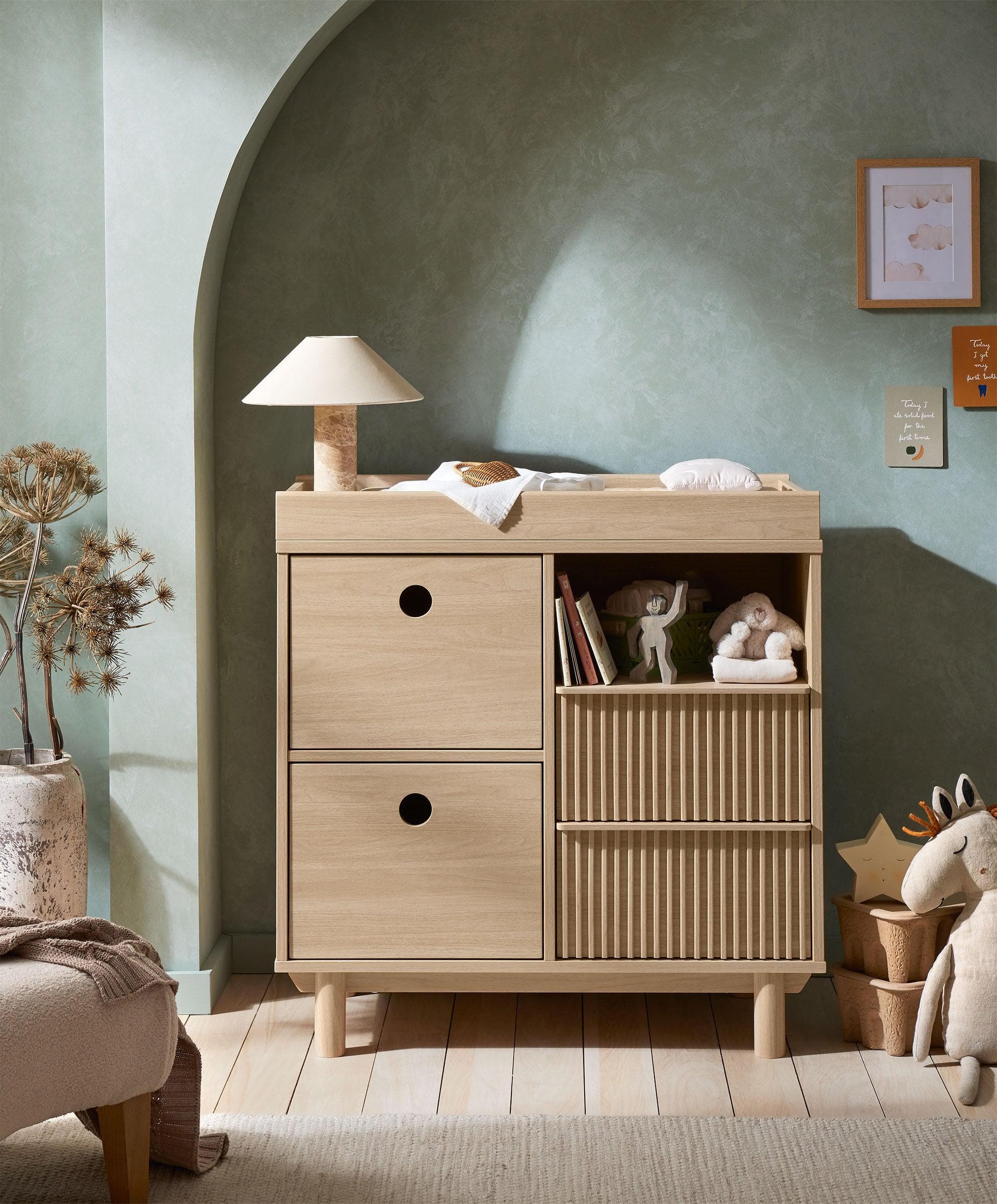 Oska NARROW 2 Drawer Dresser Changer - Oak (Pre order for end August)