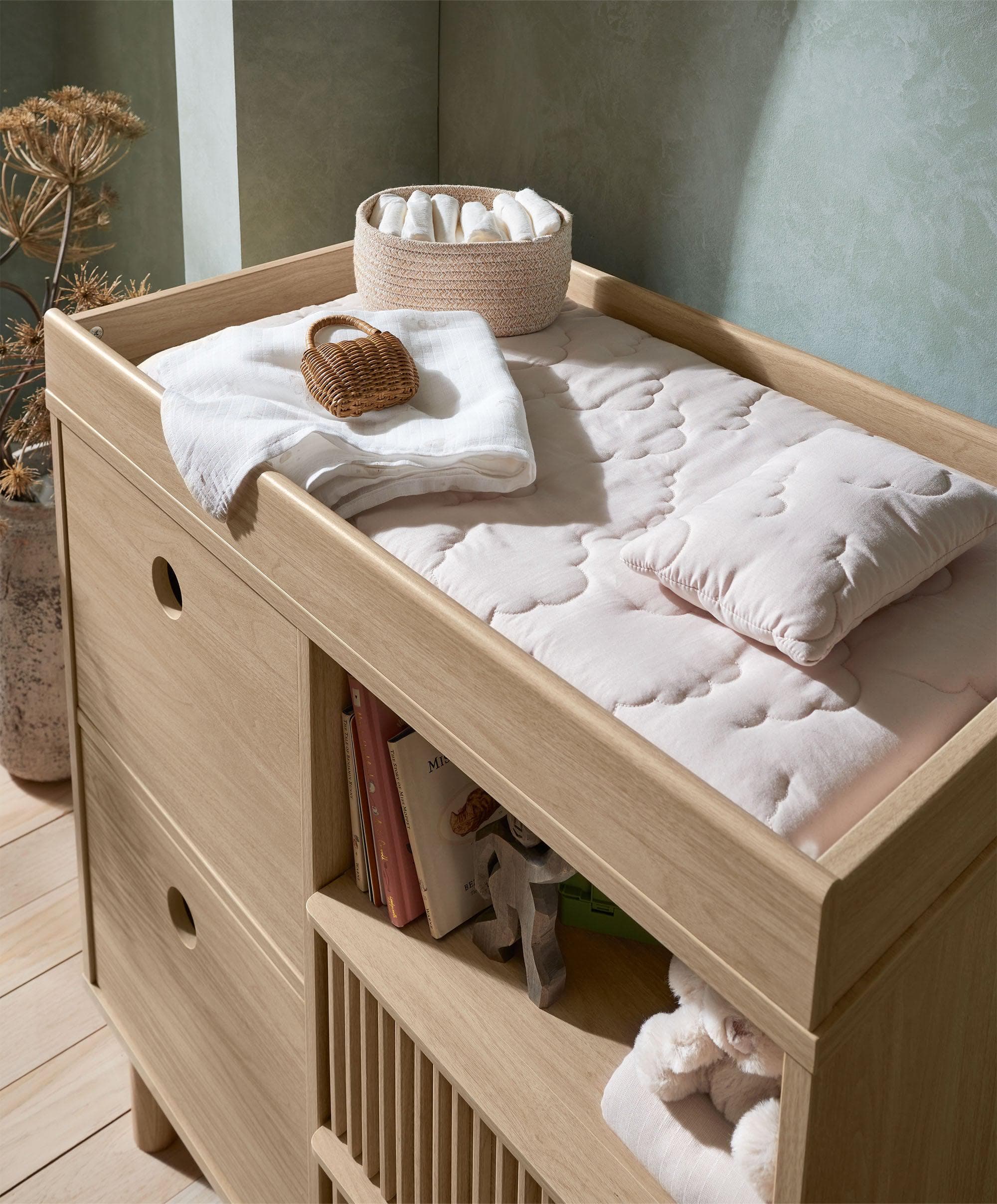 Oska NARROW 2 Drawer Dresser Changer - Oak (Pre order for end August) - Image 3
