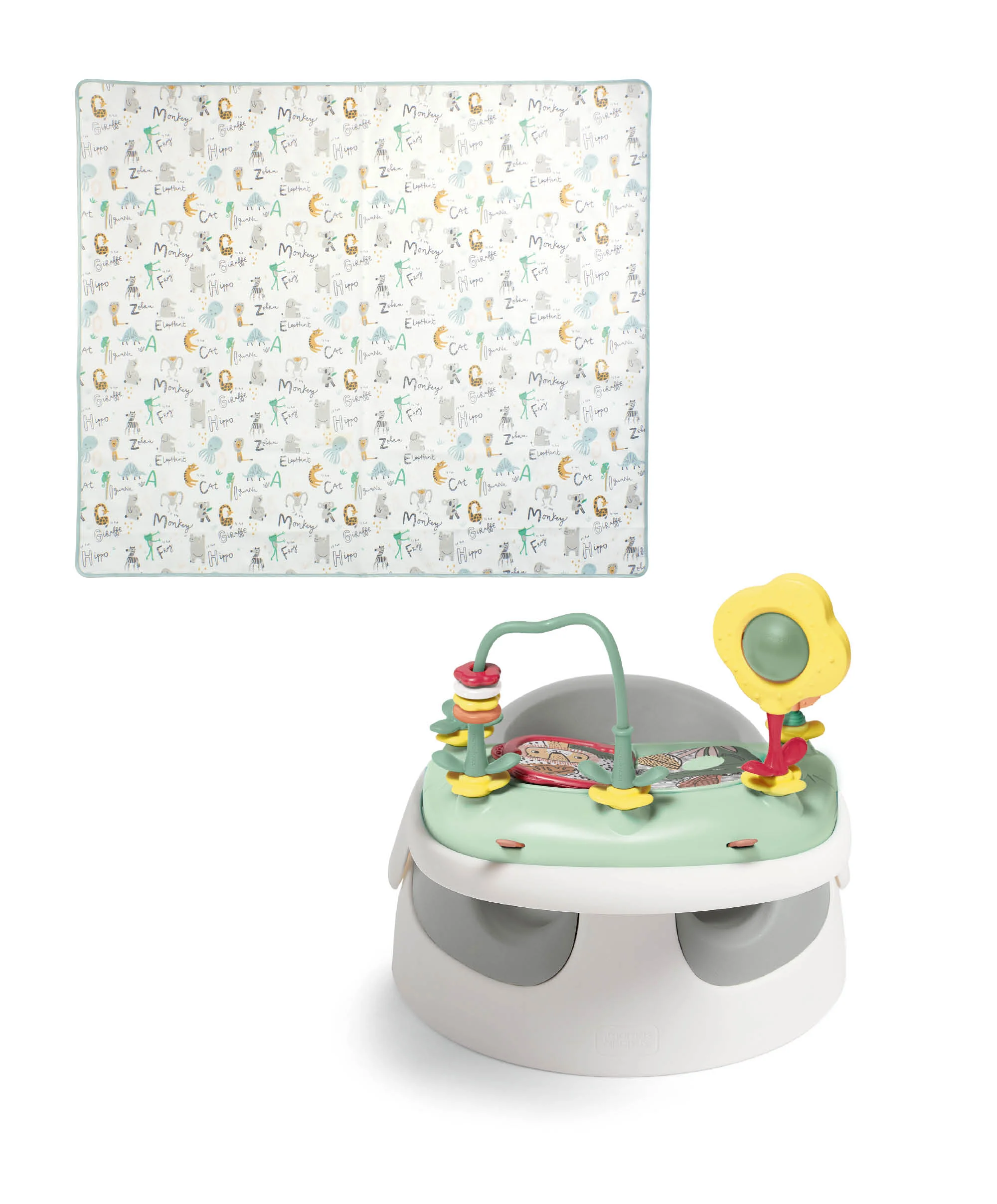 Snug Floor Seat with Activity Tray Bundle & Splash Mat (3 pieces) - Pebble Grey